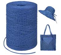 LEREATI Royal Blue Raffia Yarn for Crochet Bags, 1.5mm x 300m Round String Raffia Ribbon for Gift Wrapping, Raffia Paper Ribbon Yarn for Crocheting Sun Hat, Bag, DIY Crafts, Holiday Decoration