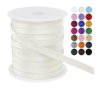 LEREATI Satin Bias Binding Tape for Sewing 2/5 Inch x 50m Sewing Bias Tape Double Fold, Upholstery Webbing Tape for Sewing, Bunting, Seaming, Quilting, Hemming (Off-White)