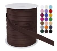 LEREATI Satin Bias Binding Tape for Sewing 3/5 Inch x 50m Sewing Bias Tape Double Fold, Upholstery Webbing Tape for Sewing, Bunting, Seaming, Quilting, Hemming (Dark Coffee)
