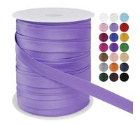 LEREATI Satin Bias Binding Tape for Sewing 3/5 Inch x 50m Sewing Bias Tape Double Fold, Upholstery Webbing Tape for Sewing, Bunting, Seaming, Quilting, Hemming (Light Purple)
