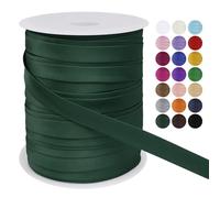 LEREATI Satin Bias Binding Tape for Sewing 3/5 Inch x 50m Sewing Bias Tape Double Fold, Upholstery Webbing Tape for Sewing, Bunting, Seaming, Quilting, Hemming (Dark Green)