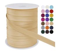 LEREATI Satin Bias Binding Tape for Sewing 3/5 Inch x 50m Sewing Bias Tape Double Fold, Upholstery Webbing Tape for Sewing, Bunting, Seaming, Quilting, Hemming (Champagne)