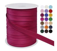 LEREATI Satin Bias Binding Tape for Sewing 3/5 Inch x 50m Sewing Bias Tape Double Fold, Upholstery Webbing Tape for Sewing, Bunting, Seaming, Quilting, Hemming (Rose Red)