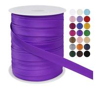 LEREATI Satin Bias Binding Tape for Sewing 3/5 Inch x 50m Sewing Bias Tape Double Fold, Upholstery Webbing Tape for Sewing, Bunting, Seaming, Quilting, Hemming (Grape Purple)