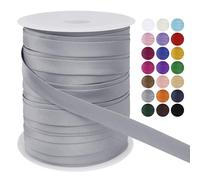 LEREATI Satin Bias Binding Tape for Sewing 3/5 Inch x 50m Sewing Bias Tape Double Fold, Upholstery Webbing Tape for Sewing, Bunting, Seaming, Quilting, Hemming (Silver Grey)