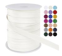 LEREATI Satin Bias Binding Tape for Sewing 3/5 Inch x 50m Sewing Bias Tape Double Fold, Upholstery Webbing Tape for Sewing, Bunting, Seaming, Quilting, Hemming (Off-White)