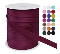 LEREATI Satin Bias Binding Tape for Sewing 3/5 Inch x 50m Sewing Bias Tape Double Fold, Upholstery Webbing Tape for Sewing, Bunting, Seaming, Quilting, Hemming (Fuchsia)