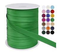 LEREATI Satin Bias Binding Tape for Sewing 3/5 Inch x 50m Sewing Bias Tape Double Fold, Upholstery Webbing Tape for Sewing, Bunting, Seaming, Quilting, Hemming (Green)