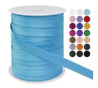 LEREATI Satin Bias Binding Tape for Sewing 3/5 Inch x 50m Sewing Bias Tape Double Fold, Upholstery Webbing Tape for Sewing, Bunting, Seaming, Quilting, Hemming (Lake Blue)