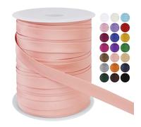 LEREATI Satin Bias Binding Tape for Sewing 3/5 Inch x 50m Sewing Bias Tape Double Fold, Upholstery Webbing Tape for Sewing, Bunting, Seaming, Quilting, Hemming (Flesh Pink)