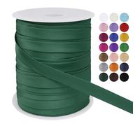 LEREATI Satin Bias Binding Tape for Sewing 3/5 Inch x 50m Sewing Bias Tape Double Fold, Upholstery Webbing Tape for Sewing, Bunting, Seaming, Quilting, Hemming (Light Dark Green)