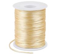LEREATI Satin Cord 1.5mm x 100m Nylon Cord Bracelet Thread, Rattail Silk Beading Thread Jewellery String for Making Bracelet, Necklace, Chinese Knot, DIY Crafts (Beige)