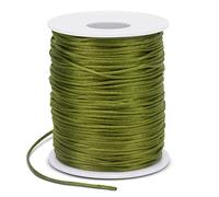 LEREATI Satin Cord 1.5mm x 100m Nylon Cord Bracelet Thread, Rattail Silk Beading Thread Jewellery String for Making Bracelet, Necklace, Chinese Knot, DIY Crafts (Army Green)