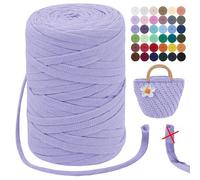 LEREATI T-Shirt Yarn for Crocheting 250g/100m 7mm Polyester Ribbon for Knitting, Beginner Crochet, Hand DIY Bag, Blanket, Cushion, Basket (Pink Purple)