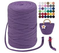 LEREATI T-Shirt Yarn for Crocheting 250g/100m - 7mm Polyester Ribbon Yarn for Knitting, Beginner Crochet, Hand DIY Bag, Blanket, Cushion, Basket (Deep Purple)