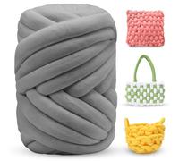 LEREATI Thick Chunky Yarn for Arm Knitting Jumbo Tube Soft Chunky Knit Blanket Velvet Yarn for Crocheting Handbags Hand Knitting Pet Bed Rugs Pillows Crafts (500g, Dark Gray)
