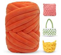 LEREATI Thick Chunky Yarn for Arm Knitting Jumbo Tube Soft Chunky Knit Blanket Velvet Yarn for Crocheting Handbags Hand Knitting Pet Bed Rugs Pillows Crafts (500g, Orange)