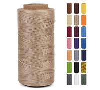 LEREATI Waxed Thread, 284 Yards 150D 0.8mm Leather Sewing Thread Flat Waxed Cord, Leather Repair Weave String for Leather Stitching Sewing, Bookbinding, Bracelets, DIY Crafts (Light Khaki)