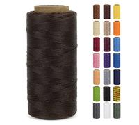LEREATI Waxed Thread, 284 Yards 150D 0.8mm Leather Sewing Thread Flat Waxed Cord, Leather Repair Weave String for Leather Stitching Sewing, Bookbinding, Bracelets, DIY Crafts (Light Coffee)
