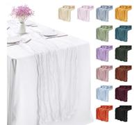 LEREATI White Cheesecloth Table Runner 90cm x 400cm Chiffon Gauze Fabric Sheer Cheese Cloth Table Runner for Dresser Birthday Wedding Dining Room Summer Boho Decoration