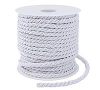 LEREATI White Twisted Cord Rope 5mm x 25m, 3-Ply Polyester Cord Soft Craft Rope Satin Cord Trim, Decorative Twisted Macrame Cord for DIY Craft Curtain Tieback Honor Cord Gift Bags Home Decor