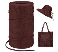 LEREATI Wine Red Raffia Yarn for Crochet Bags, 3mm x 300m Flat String Raffia Ribbon for Gift Wrapping, Raffia Paper Ribbon Yarn for Crocheting Sun Hat, Bag, DIY Crafts, Holiday Decoration