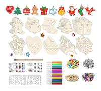 Lereke 374pcs Wooden Christmas Decorations, Wooden Blank Slices for Crafting, Funny DIY Christmas Tree Decorations with Rich Accessories, Xmas Hanging Decoration Xmas Gifts for Kids and Adults