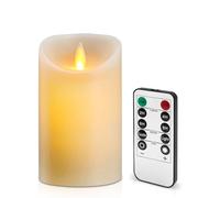 Lerelin Battery Candles, LED Candles Battery Operated with Timer, Pillar Flickering Flameless Candles with Remote Control for Household, Halloween, Christmas Gifts (7.5 x 12.5cm), Φ7.5cm X H12.5cm