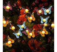 Lerelin Solar Lights Outdoor Garden,Butterfly Solar Lights 2 Pack 6 LED Light Bulbs Waterproof,Starburst Swaying Firefly Solar Garden Lights for Garden,Yard, Path, Lawn Decor(Warm Lights 2ps), 2pcs