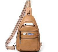 Leresas 7L Crossbody Bag for Women Sling Bag Travel Purse Sling Backpack Over the Shoulder Bag Vegan Leather Tan