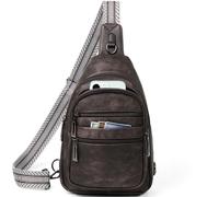 Leresas 7L Crossbody Bag for Women Sling Bag Travel Purse Sling Backpack Over the Shoulder Bag Vegan Leather Coffee