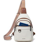 Leresas 7L Sling Bag for Women Crossbody Bag Vegan Leather Travel Sling Purse Backpack Over Shoulder Bag Cross Body Handbag Beige