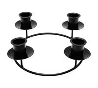 Lergas Advent Wreath Candle Holder, Modern Metal Pillar Candle Plate, Round Advent Wreath with Candle Holder for Christmas Decoration (Black)