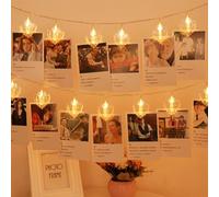 Lergas LED Photo Clips Fairy Lights, 3m, 20 LEDs, Heart Clips, Battery Operated, Indoor/Outdoor, Wedding, Valentine's Day, Birthday, Modern Style