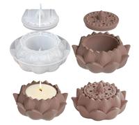 Lergas Lotus Silicone Mould Candle Holder with Lid, Incense Burner, Storage Jar (E)