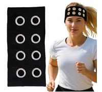 Lergas Pack of 2 Knitted Hollow Eyelets Headband Women's Elastic Punk Grunge Wide Hair Band Women Fashionable Hairband with Hollowed Eyelets Y2K Casual Hair Accessory for Training (C)