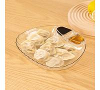 Lergas Snack Plate with 2 Compartments, Dip Bowls, Snack Bowls & Dip Bowls, Chip Bowls, Snack Bowl for Snacks, Chips, Nachos, Dumplings (Transparent x 1)