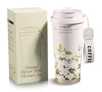 Lergas Thermal Mug, 500 ml, Coffee Mug to Go Thermo, Vacuum Insulated Stainless Steel Insulated Mug, Thermal Mug, Leak-Proof, with Straw, Car Travel Mug, Thermos Mug for Coffee, Tea, Warm, Cold (B)
