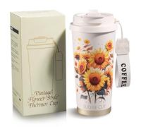 Lergas Thermal Mug, 500 ml, Coffee Mug to Go Thermo, Vacuum Insulated Stainless Steel Insulated Mug, Thermal Mug, Leak-Proof, with Straw, Car Travel Mug, Thermos Mug for Coffee, Tea, Warm, Cold (A)