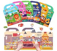 Lerifer 6 Sets Reusable Sticker Books for Toddlers 1-3, Puffy Stickers Books for Kids Ages 2-4, Toddler Travel Toys Sticker Activity Book - Toys for Toddler Boys Girls Birthday, Halloween, Christmas