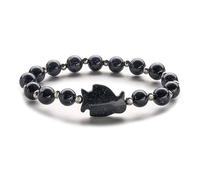 LerijN Beaded Bracelets, Blue Sand Beads, Penguin Pendant, Elastic Crystal Bracelet, Reiki Crystal Jewelry for Men Women