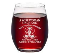 Lerime66 Funny Bernedoodle Dog Engraved Stemless Wine Glass - A Wise Woman Once Said Wine Glass Gift For Women Who Love Bernedoodles On Birthday And Mother's Day
