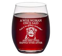 Lerime66 Funny Rottweiler Dog Engraved Stemless Wine Glass - A Wise Woman Once Said Wine Glass Gift For Women Who Love Rottweilers On Birthday And Mother's Day