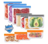 Lerine 10 Pack Dishwasher Safe Reusable Bags, Leakproof Reusable Freezer Bags, BPA Free Food Storage Bags for Marinate Food Travel - 3 Gallon 4 Sandwich 3 Snack