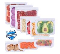 Lerine10 Pack Reusable Freezer Bags Dishwasher Safe, BPA Free Reusable Food Bags, Leakproof Food Storage Bags for Lunch Marinate Food Travel - 3 Gallon 4 Sandwich 3 Snack Bags