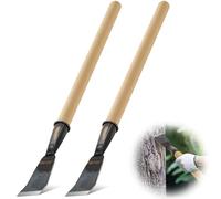 Leriton 2 Pcs 26.5 Inch Bark Spud Debarking Tool Long Steel Curved Blade Log Peeler Tools with Comfortable Wooden Handle, Bark Removal Stripping Tool for Logs Without Damaging Wood
