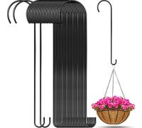 Leriton 24 Pack 24 Inch S Tree Branch Hooks for Hanging Plants, Extra Large Bird Feeders Hook Heavy Duty Black Metal Long S Hanger Bulk for Outdoor Bird House Baskets Lanterns Garden Ornaments