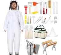 Leriton 30 Pcs Beekeeping Supplies Tools Bee Suit Bee Keeping Starter Kit Bee Keeper Starting Kit Bee Keeping Supplies All Bee Hive Supplies Bee Hives Boxes Starter Kit for Beekeeper Men Women (L)