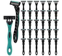 Leriton 30 Pcs Men's Disposable Razors Bulk 3 Blade Disposable Razors for Men Set Disposable Head Razor Sensitive Skin Razor for a Comfortable Shave