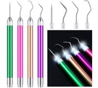 Leriton 4 Pcs LED Weeding Tools for Vinyl with Light Vinyl Weeding Tool with Pin and Hook Lighted Pin Pen Weeding Tool for Removing Iron on Tiny Vinyl Paper Crafting Silhouettes DIY (Mixed Color)